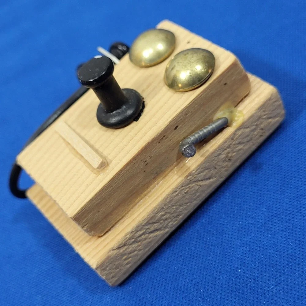 Handmade Antique‎ Telephone Magnet Wood Crafted Rustic Nostalgia